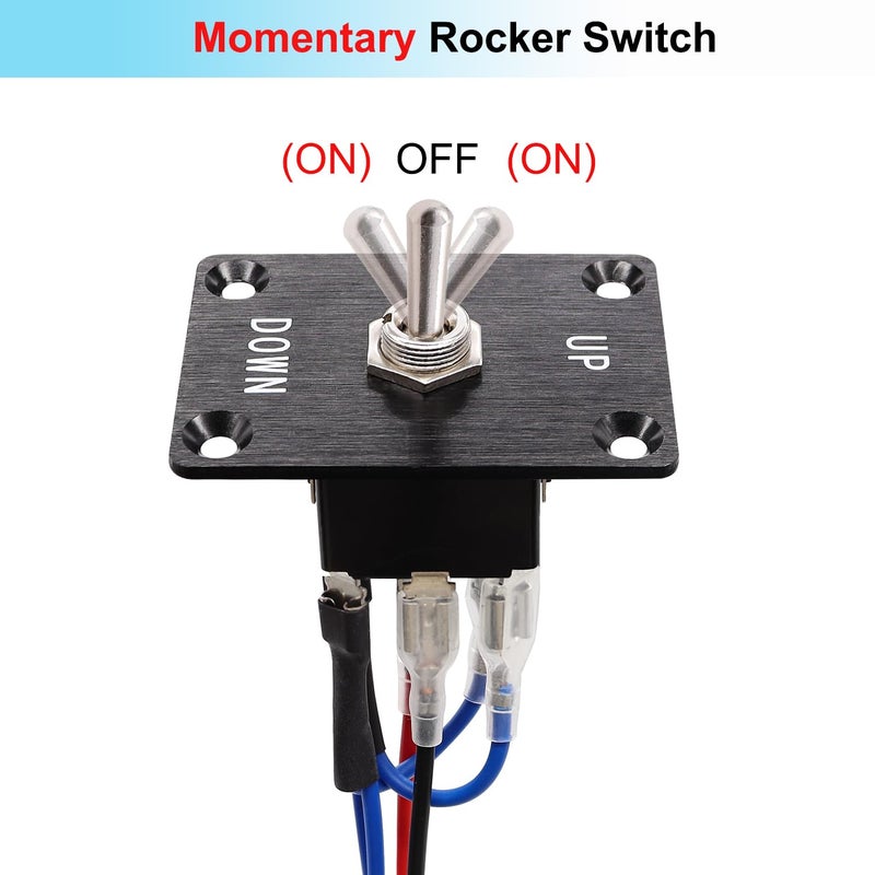TWTADE Rocker Toggle Switches Momentary 6 Pin 3 Position (ON)-Off-(ON) UP/Down Polarity Reverse Switch with Panel,Wires and Waterproof Cap - Image 5